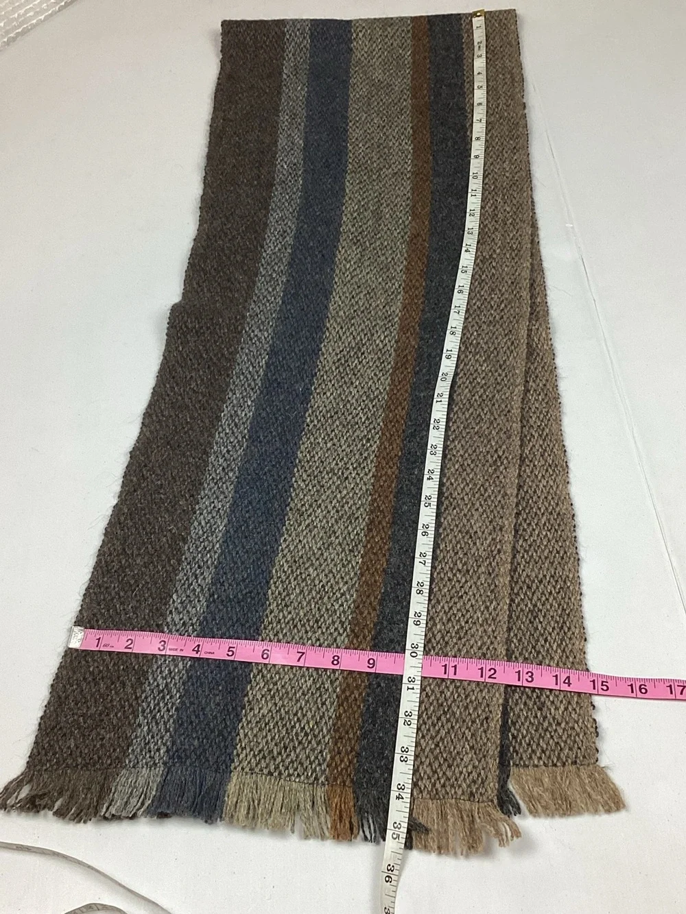McKernan Wool & Alpaca Striped Fringed Scarf Made In Ireland Unisex